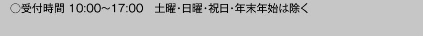 受付時間10:00～17:00 土曜・日曜・祝日・年末年始を除く