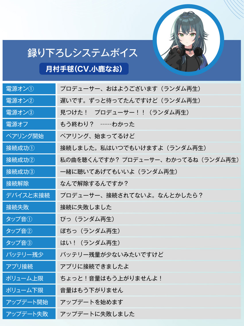 録り下ろしシステムボイス 月村 手毬