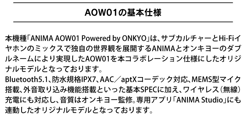 AOW01の基本仕様