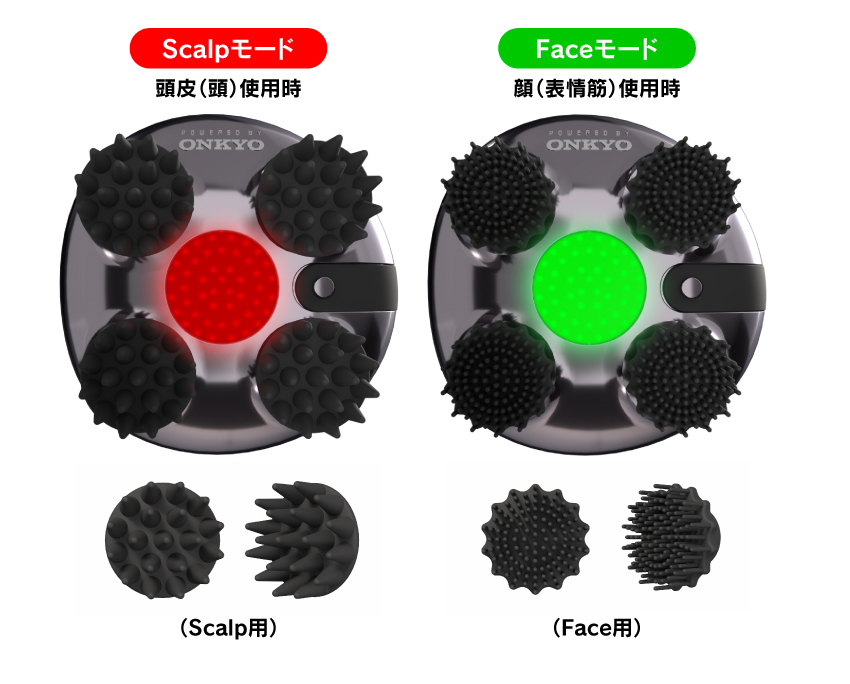 商品イメージ レーザー刻印 Scalpモード頭皮の場合 Faceモード顔の場合