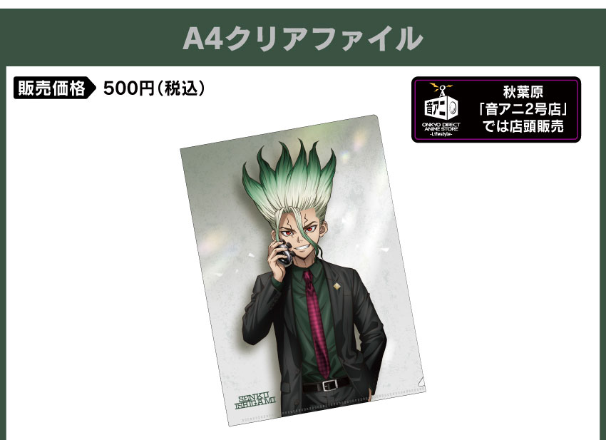 A4クリアファイル 価格：500円（税・送料別）