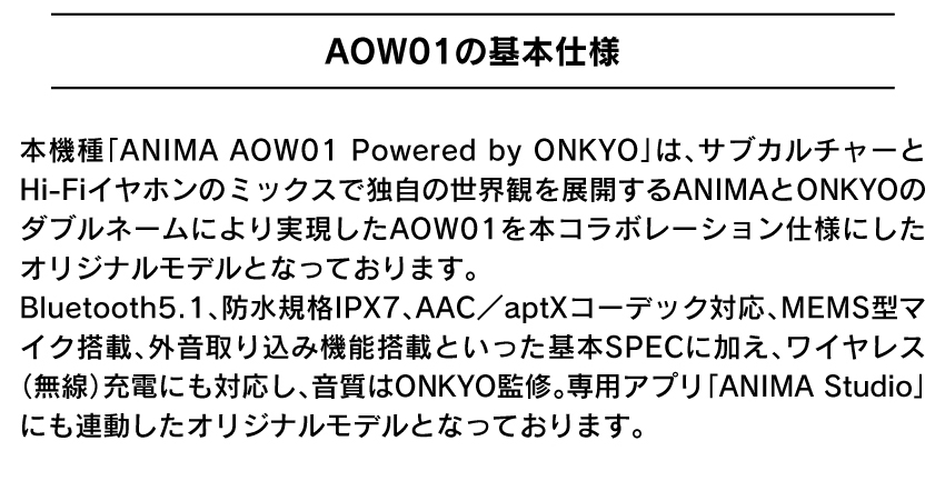 AOW01の基本仕様