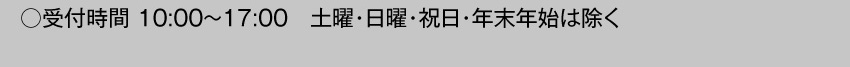 受付時間10:00～17:00 土曜・日曜・祝日・年末年始を除く