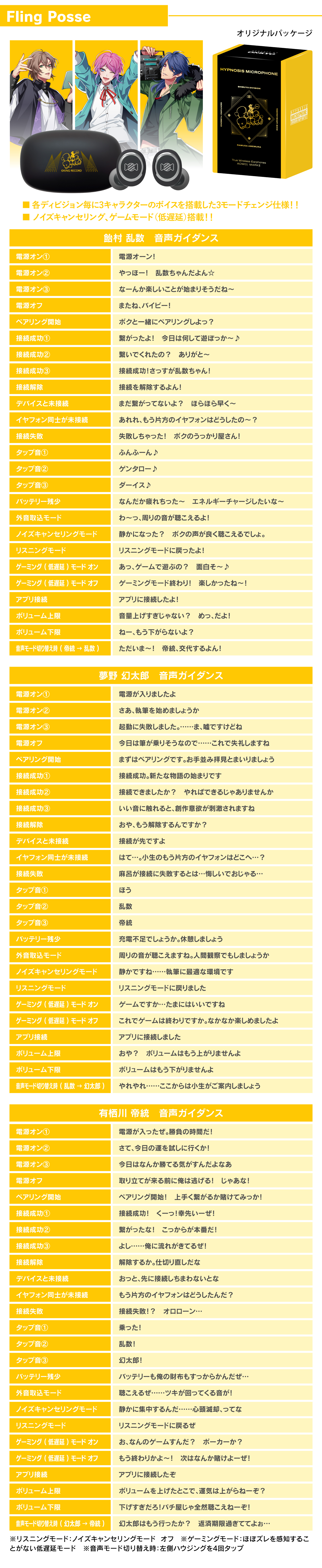 飴村乱数 夢野幻太郎 有栖川帝統 音声ガイダンス