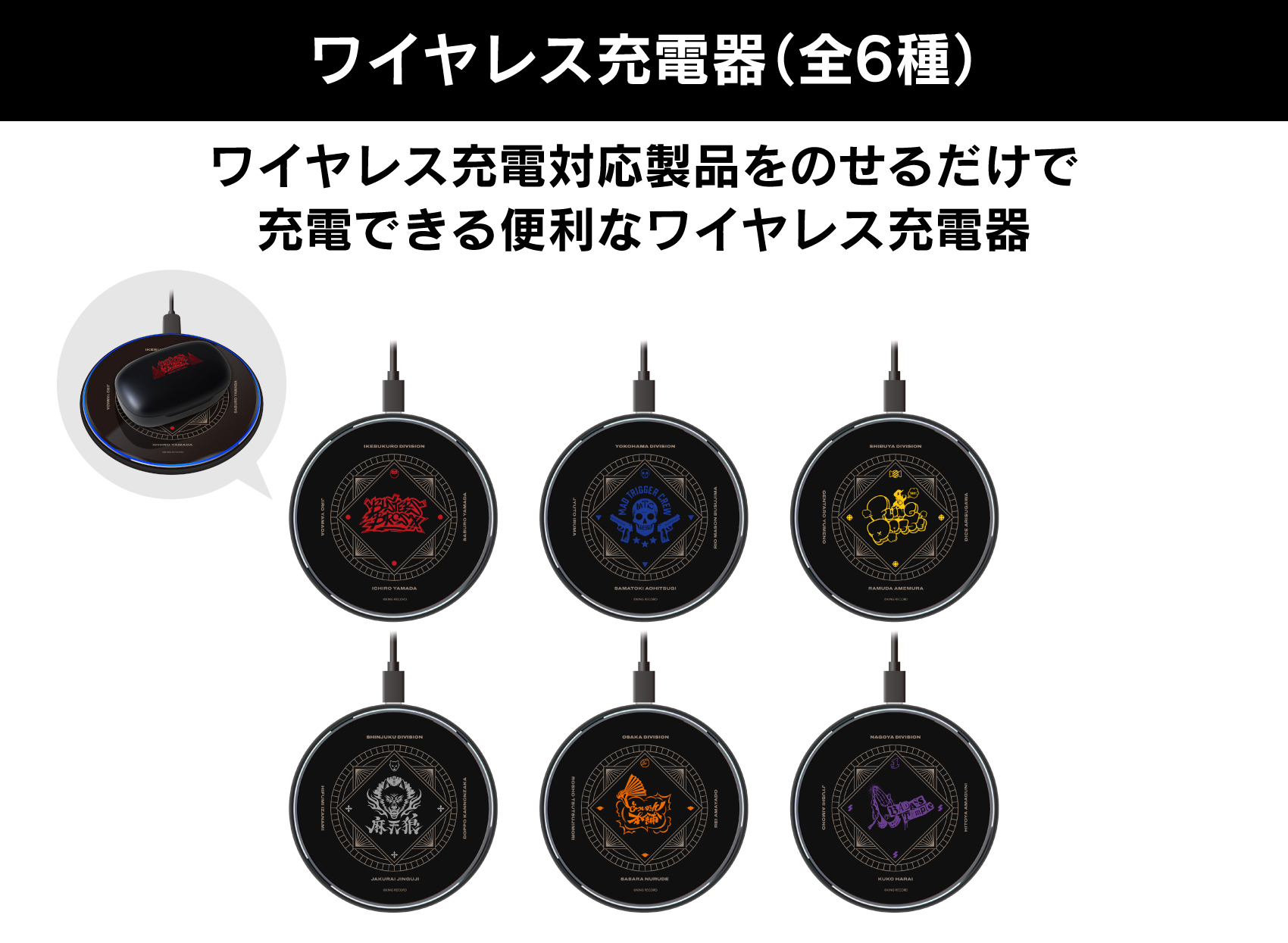ワイヤレス充電対応製品をのせるだけで充電できる便利なワイヤレス充電器