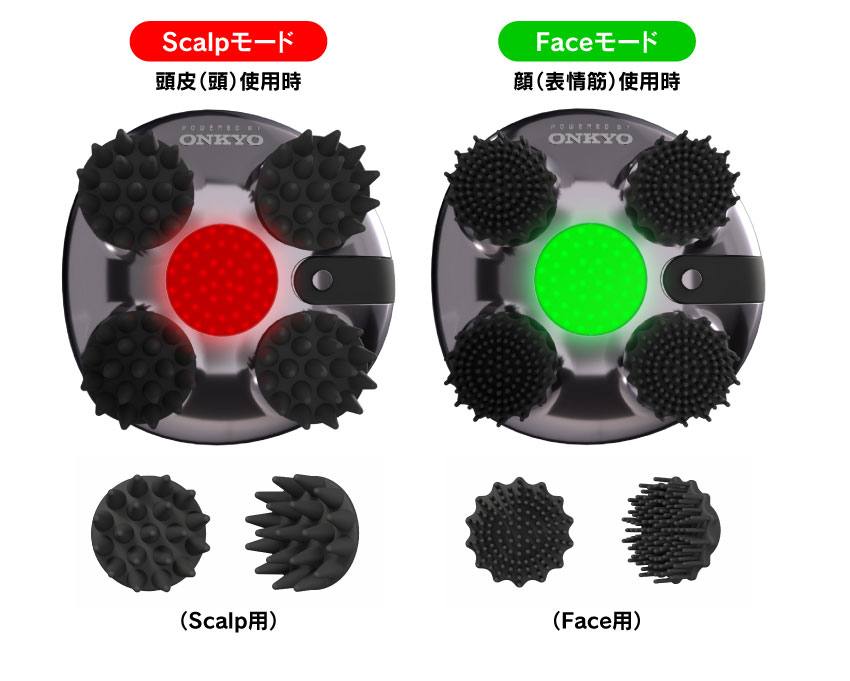 商品イメージ Scalpモード頭皮の場合 Faceモード顔の場合