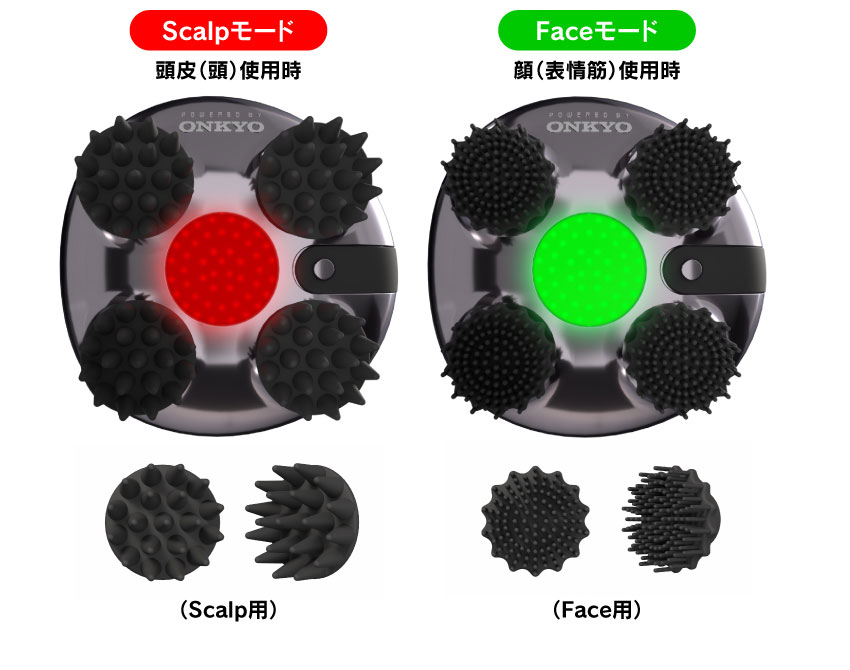 商品イメージ Scalpモード頭皮の場合 Faceモード顔の場合