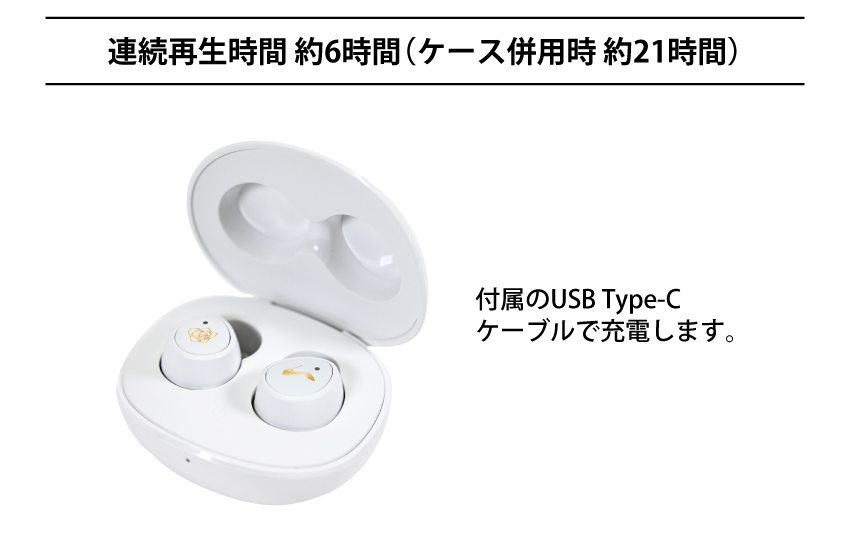 連続再生時間 約6時間（ケース込み約21時間）