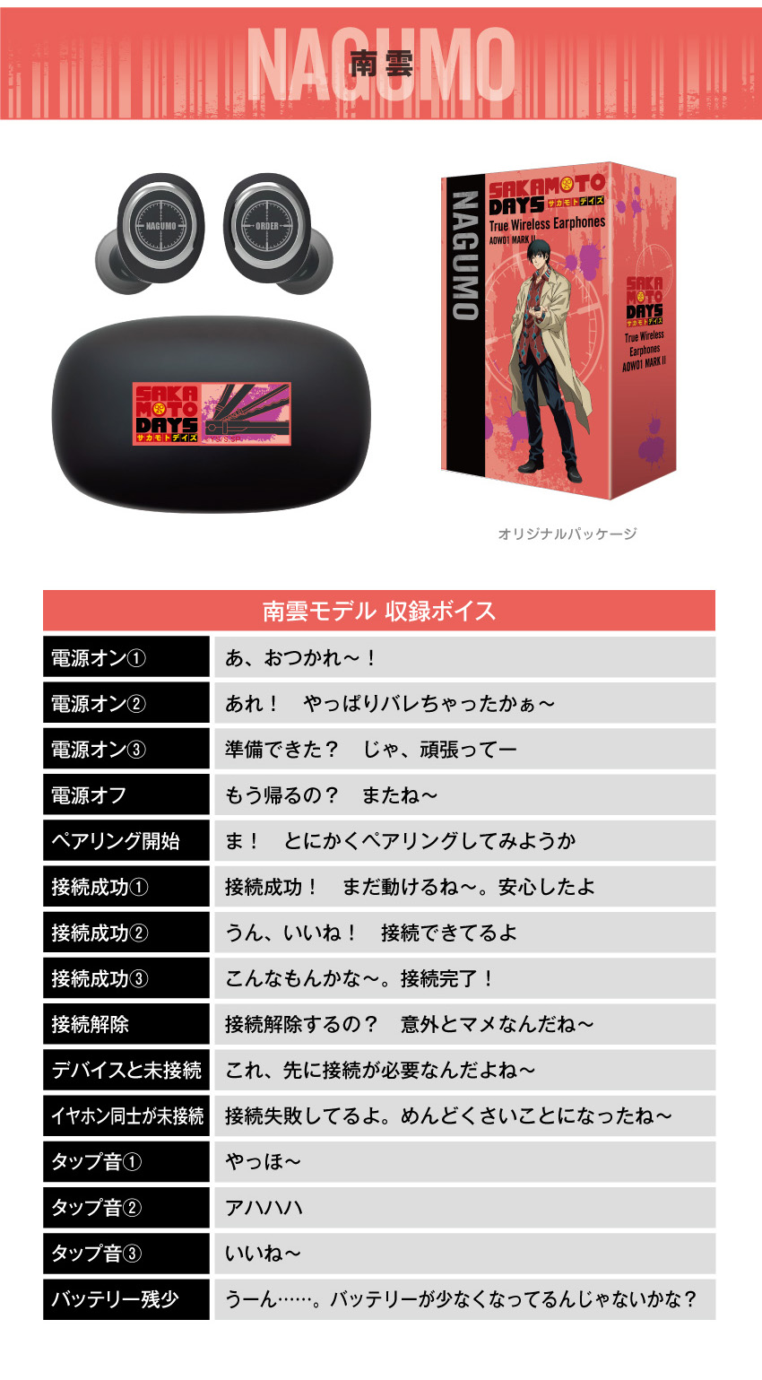 南雲モデル 収録ボイス