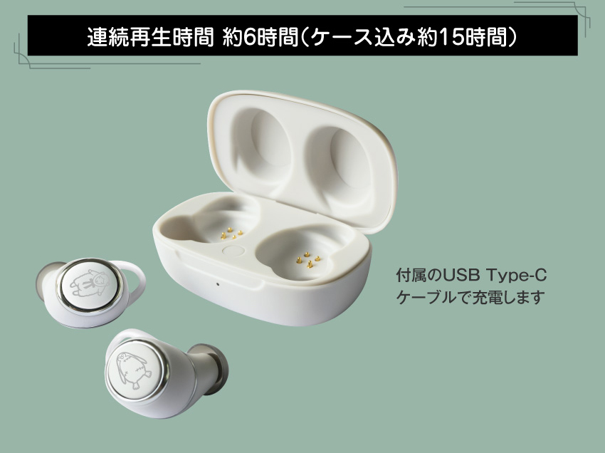 連続再生時間約6時間（ケース込み約15時間）